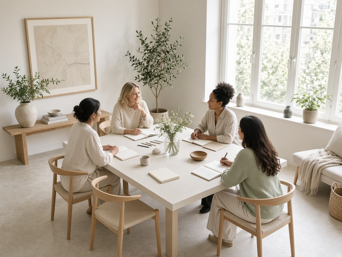 Kleine Gruppe von Frauen in einem hellen Workshopraum